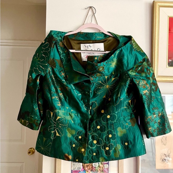 Lee Anderson Couture Two-Piece Floral Silk Brocade Skirt & Top Set - Picture 7 of 7